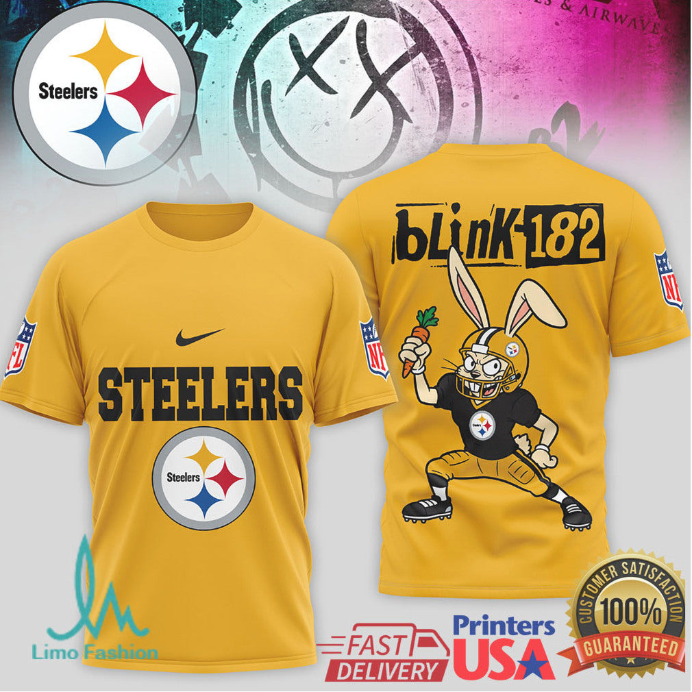 Blink 182 x Pittsburgh ST shirtlers Bunny Mascot Pop Punk NFL T Shirt - Limotees LLC