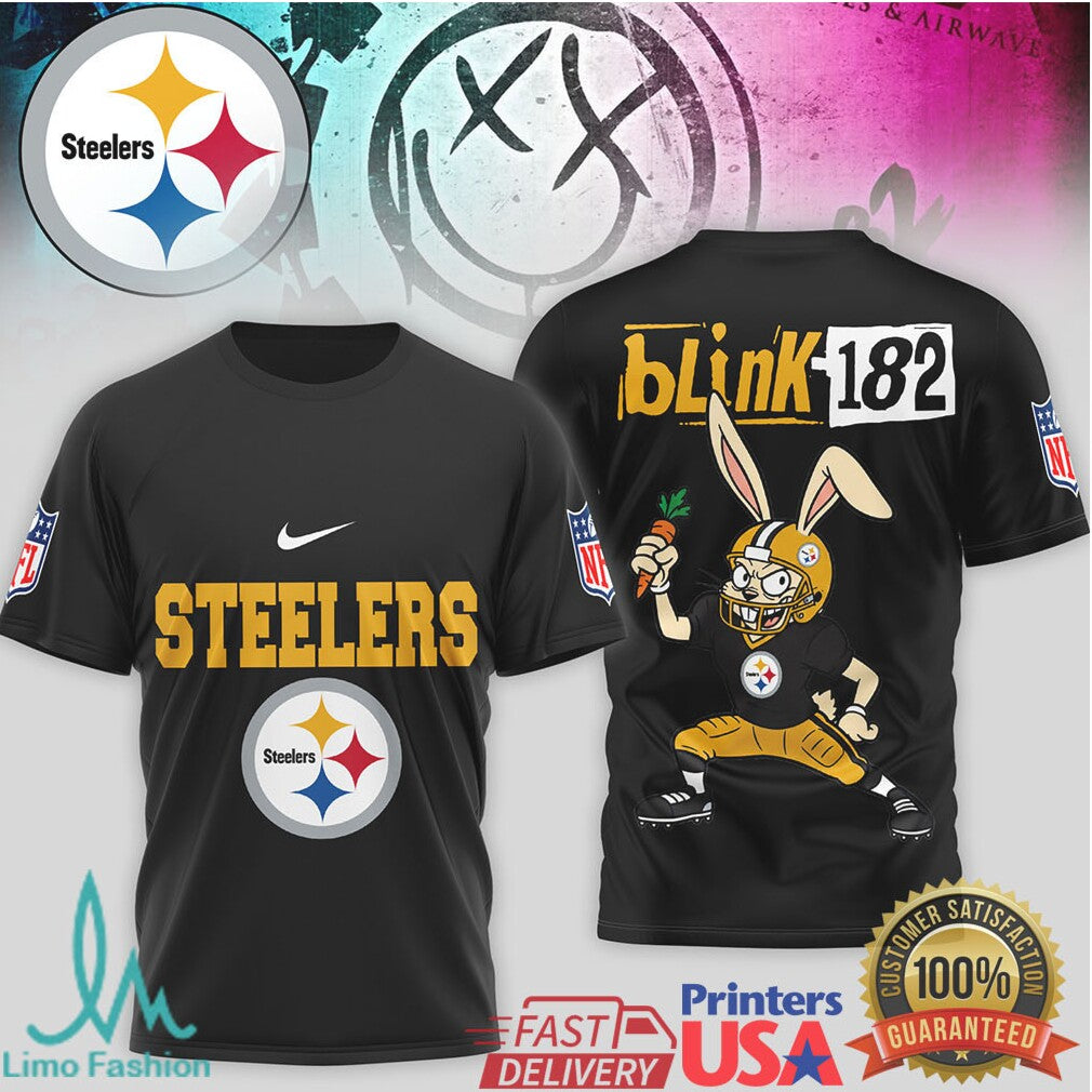 Blink 182 x Pittsburgh ST shirtlers Bunny Mascot Pop Punk NFL T Shirt - Limotees LLC