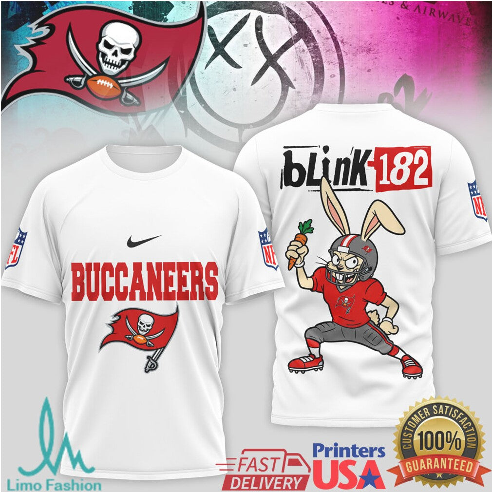 Blink 182 x Tampa Bay Buccaneers Bunny Mascot Pop Punk NFL T Shirt - Limotees LLC