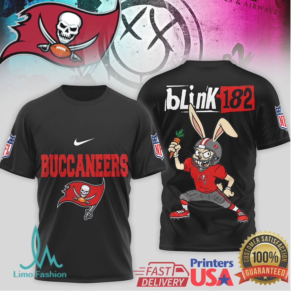 Blink 182 x Tampa Bay Buccaneers Bunny Mascot Pop Punk NFL T Shirt - Limotees LLC