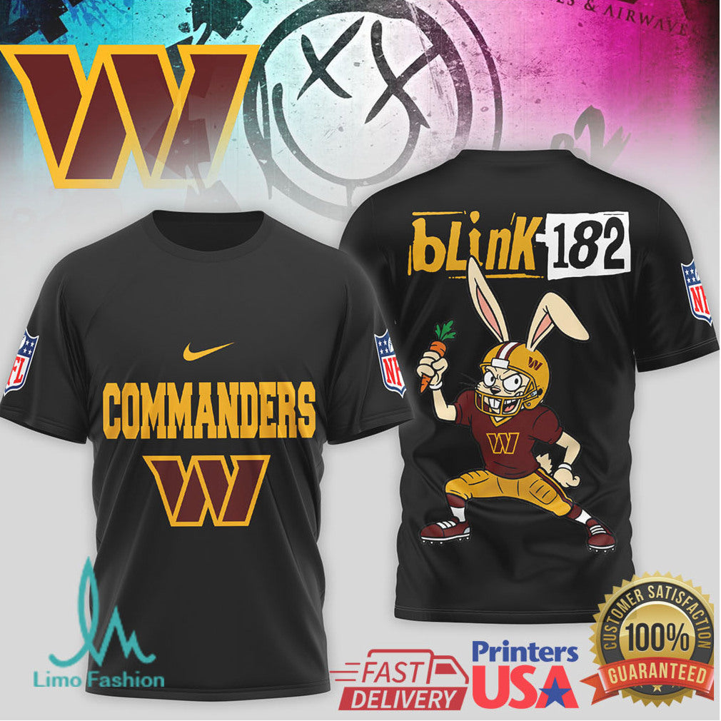 Blink 182 x Washington Commanders Bunny Mascot Pop Punk NFL T Shirt - Limotees LLC
