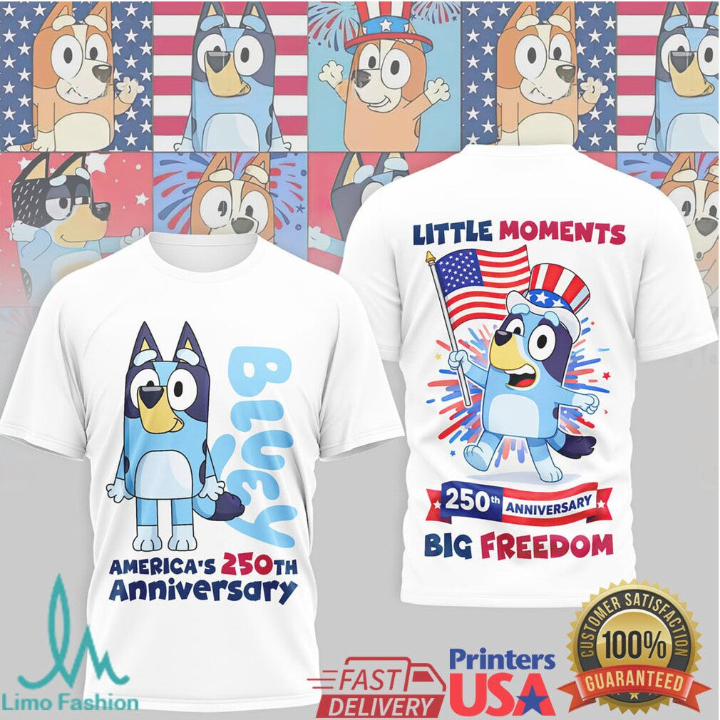 Bluey & Bingo 250th Anniversary Little Moments Big Freedom Kids T Shirt