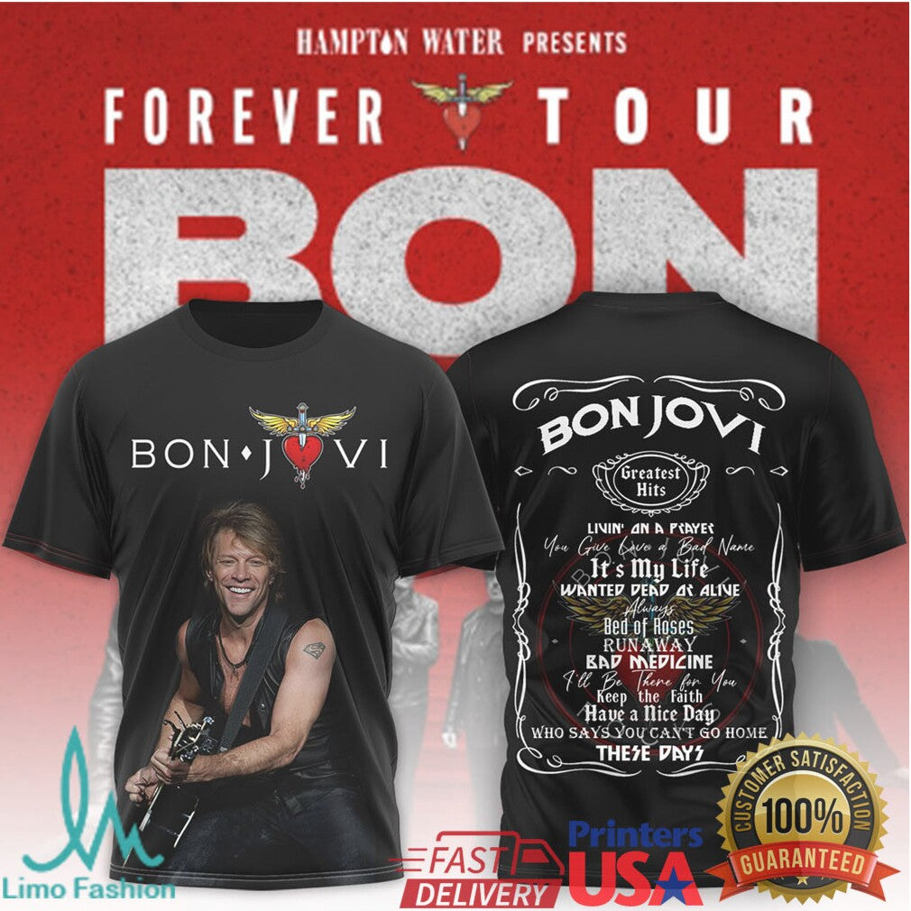 Bon Jovi Forever Tour Jon Bon Jovi Photo & Greatest Hits Tracklist Tee