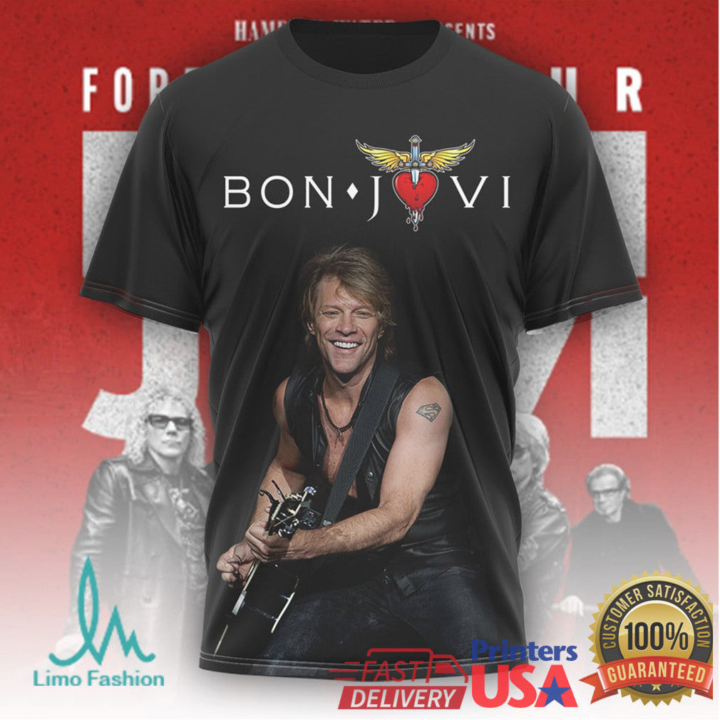 Bon Jovi Forever Tour Jon Bon Jovi Photo & Greatest Hits Tracklist Tee
