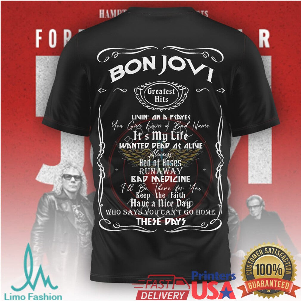 Bon Jovi Forever Tour Jon Bon Jovi Photo & Greatest Hits Tracklist Tee
