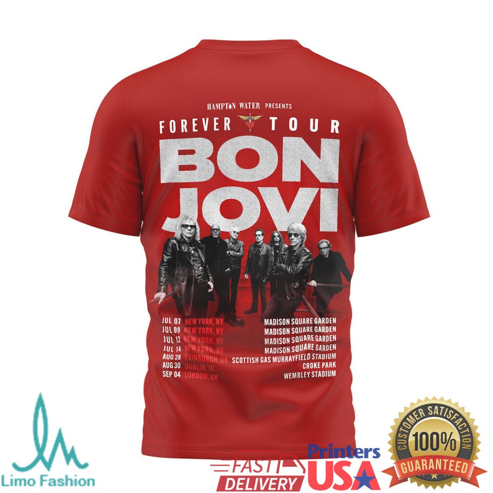 Bon Jovi Forever Tour Music Player Style Red Graphic T Shirt - Limotees LLC