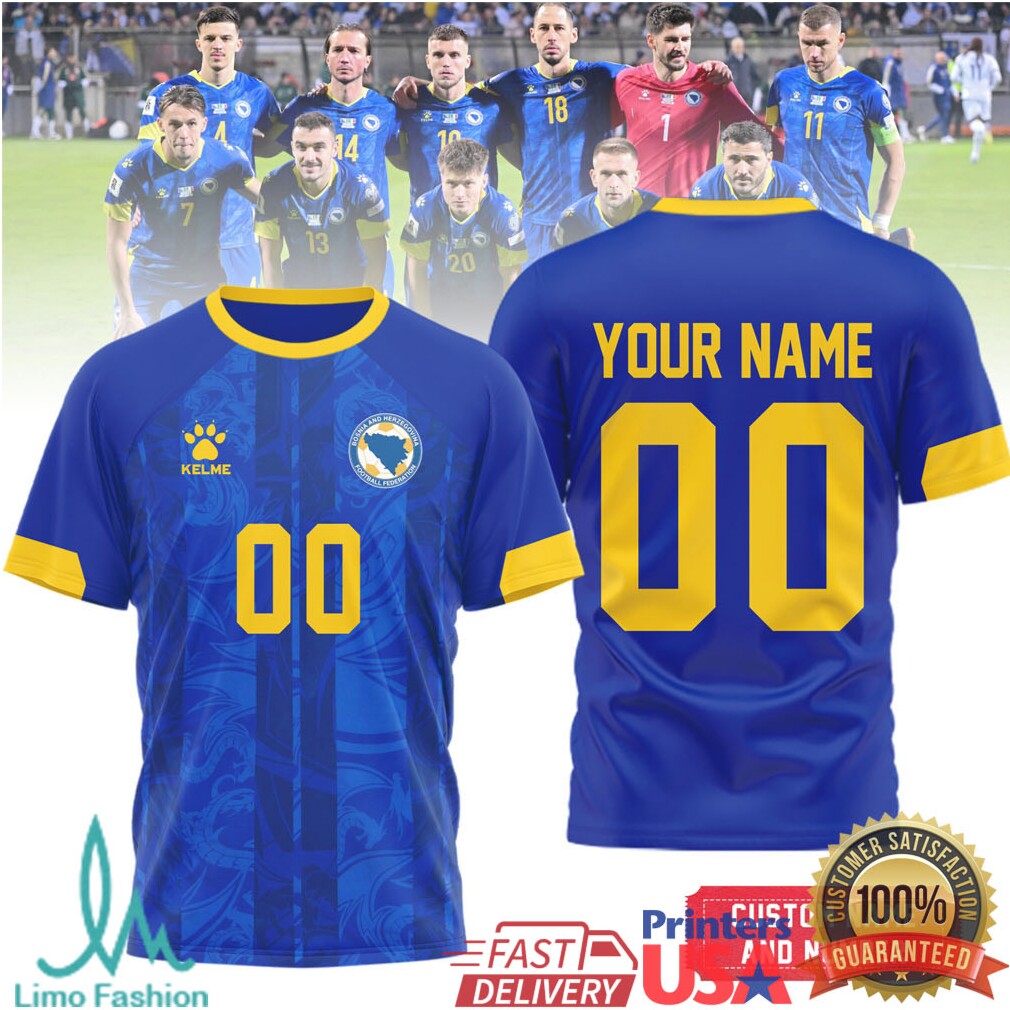 Bosnia and Herzegovina National Team Custom Name and Number Soccer Jersey T Shirt - Limotees LLC