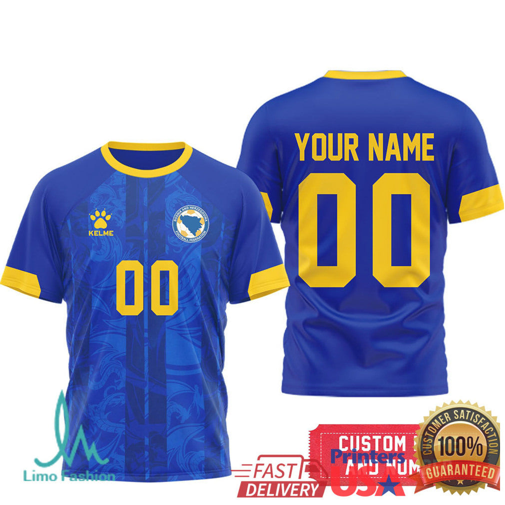Bosnia and Herzegovina National Team Custom Name and Number Soccer Jersey T Shirt - Limotees LLC
