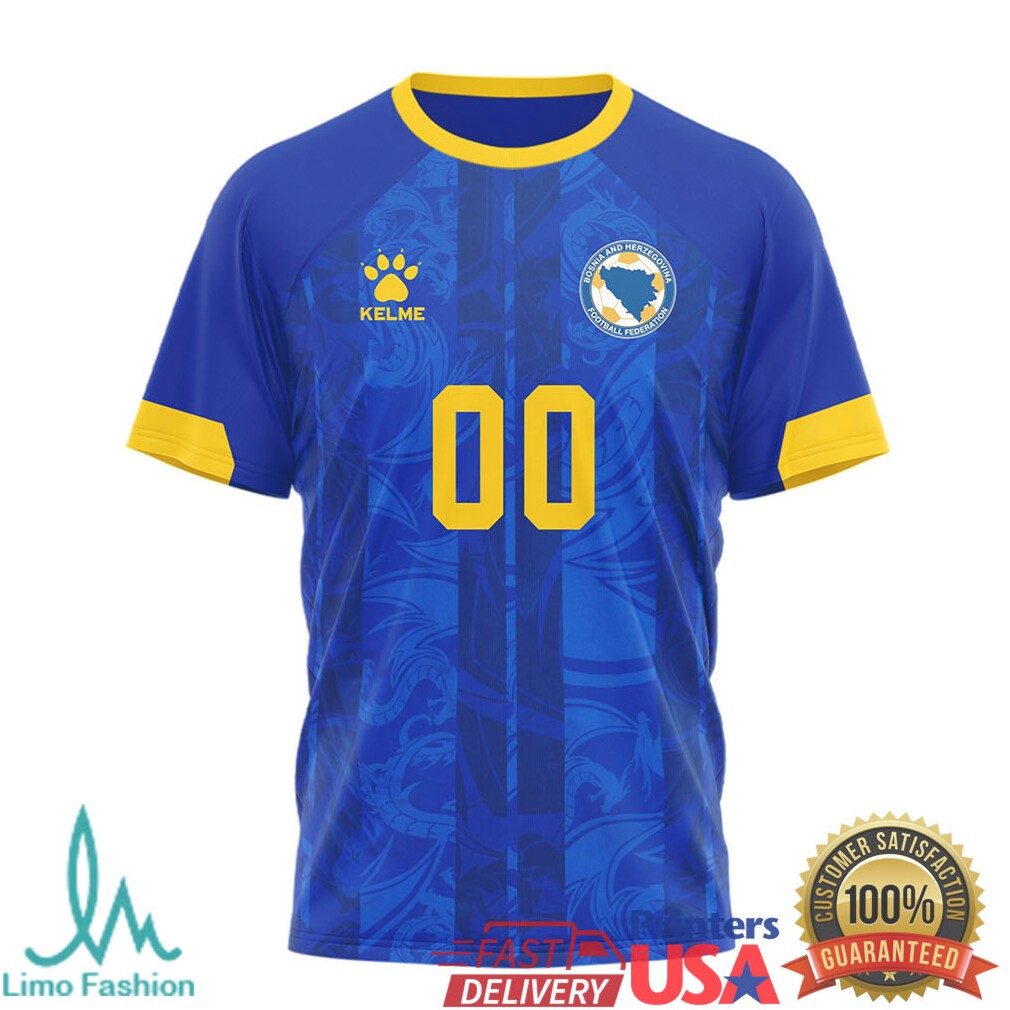 Bosnia and Herzegovina National Team Custom Name and Number Soccer Jersey T Shirt - Limotees LLC