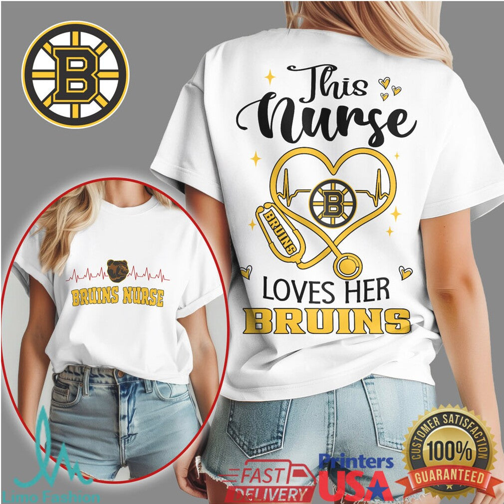 Boston Bruins Nurse Shirt This Nurse Loves Her Bruins Stethoscope T Shirt