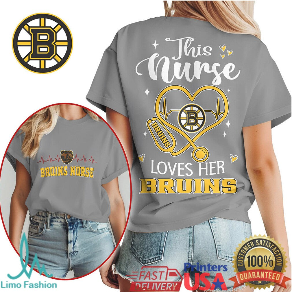 Boston Bruins Nurse Shirt This Nurse Loves Her Bruins Stethoscope T Shirt