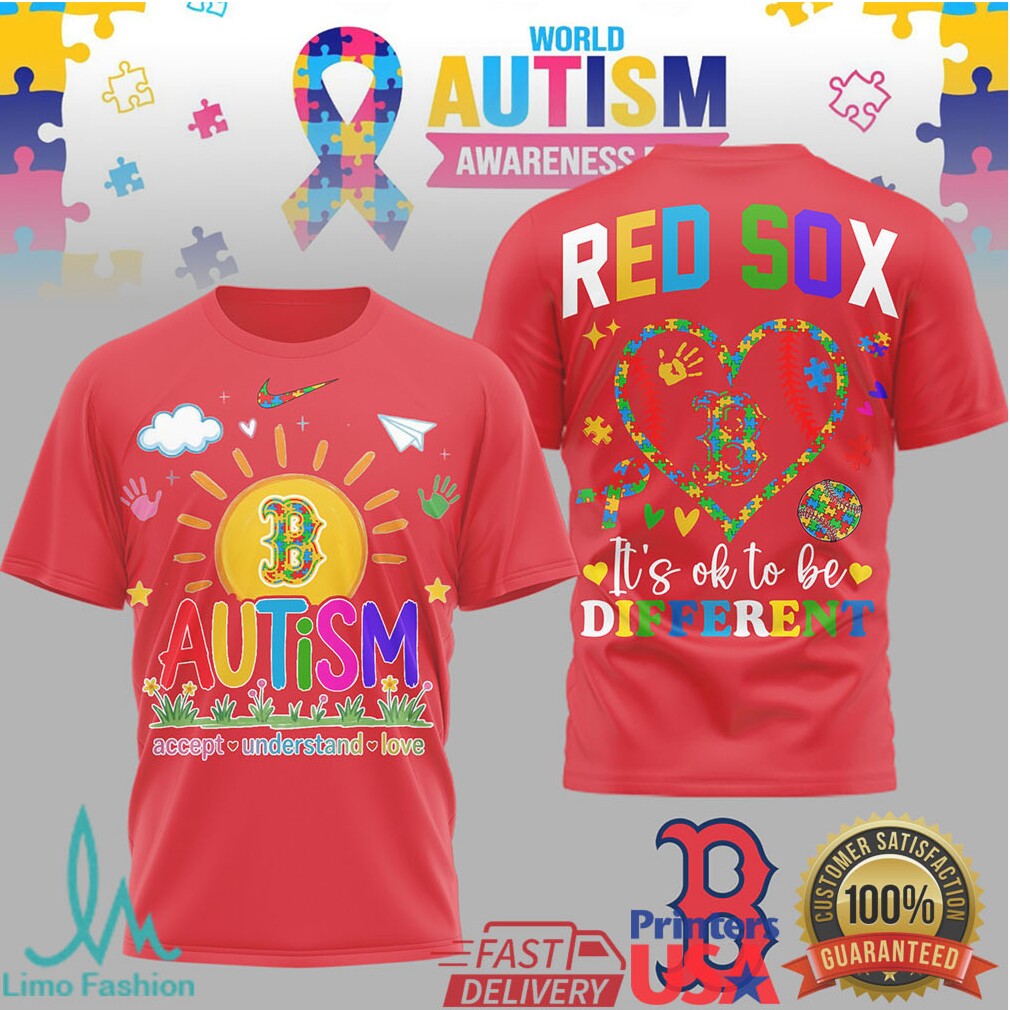 Boston Red Sox World Autism Awareness It's OK To Be Different T Shirt - Limotees LLC
