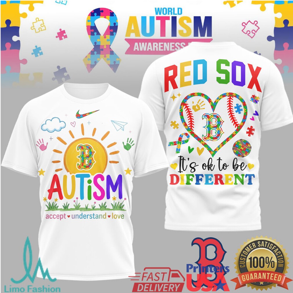 Boston Red Sox World Autism Awareness It's OK To Be Different T Shirt - Limotees LLC