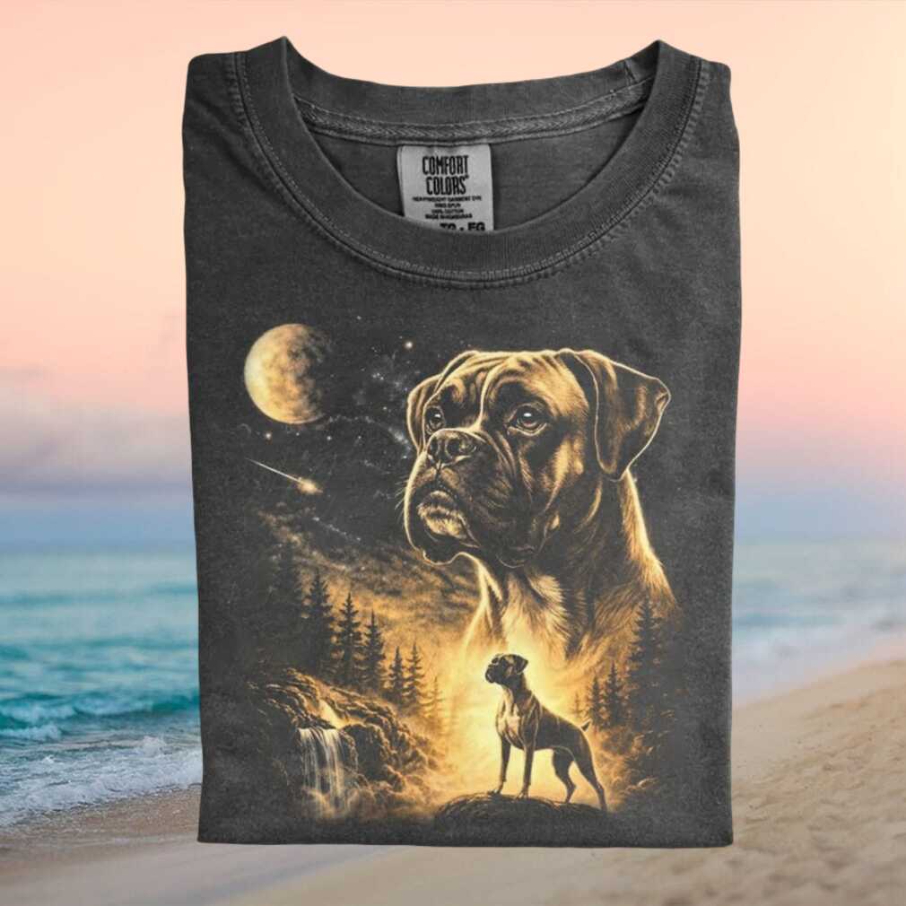 Boxer Dog Wilderness Galaxy Moon Vintage Graphic T Shirt - Limotees LLC