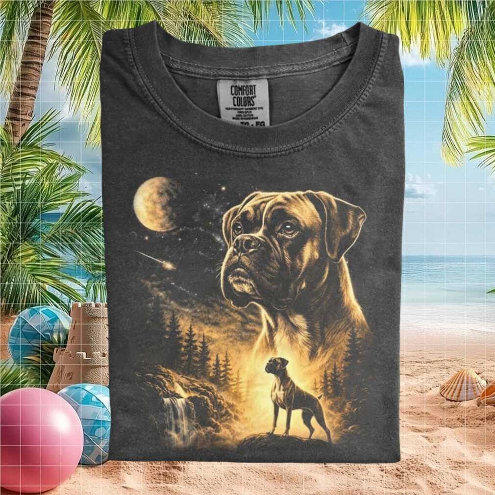 Boxer Dog Wilderness Galaxy Moon Vintage Graphic T Shirt - Limotees LLC