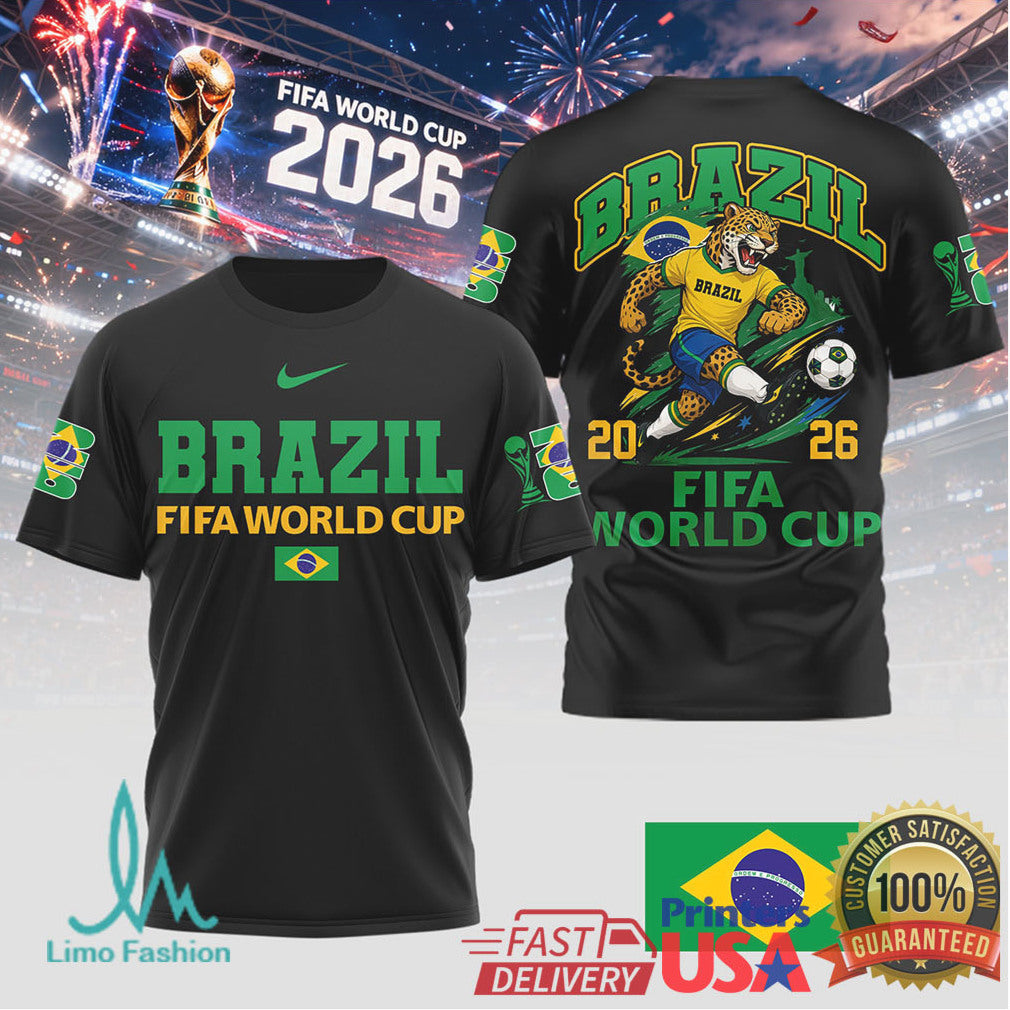 Brazil World Cup 2026 Jaguar Mascot T Shirt Seleção Soccer Supporter T Shirt - Limotees LLC