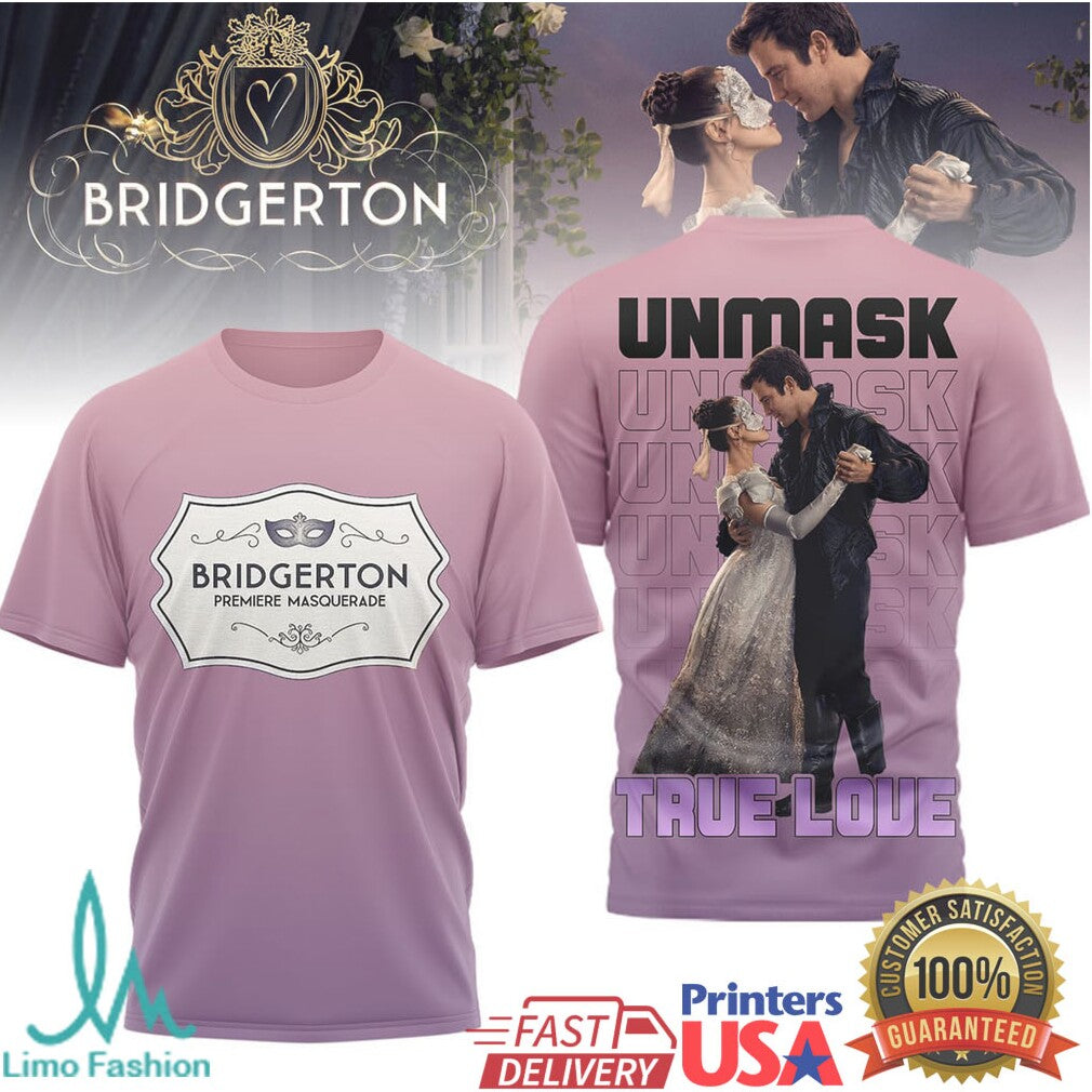 Bridgerton Premiere Masquerade “Unmask True Love” Purple Gradient Tee - Limotees LLC