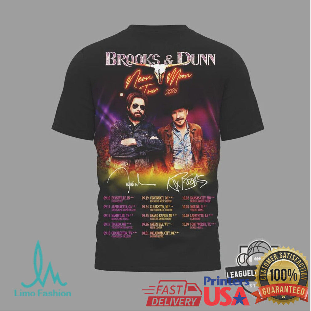 Brooks & Dunn Neon Moon Tour 2026 Nashville Country Music T Shirt - Limotees LLC