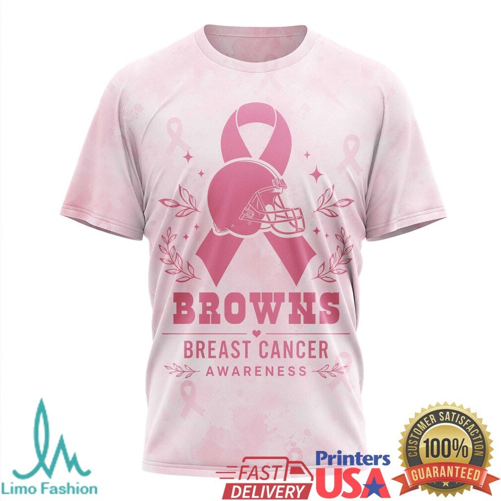 Browns Tackle Breast Cancer Awareness Pink Ribbon T Shirt - Limotees LLC