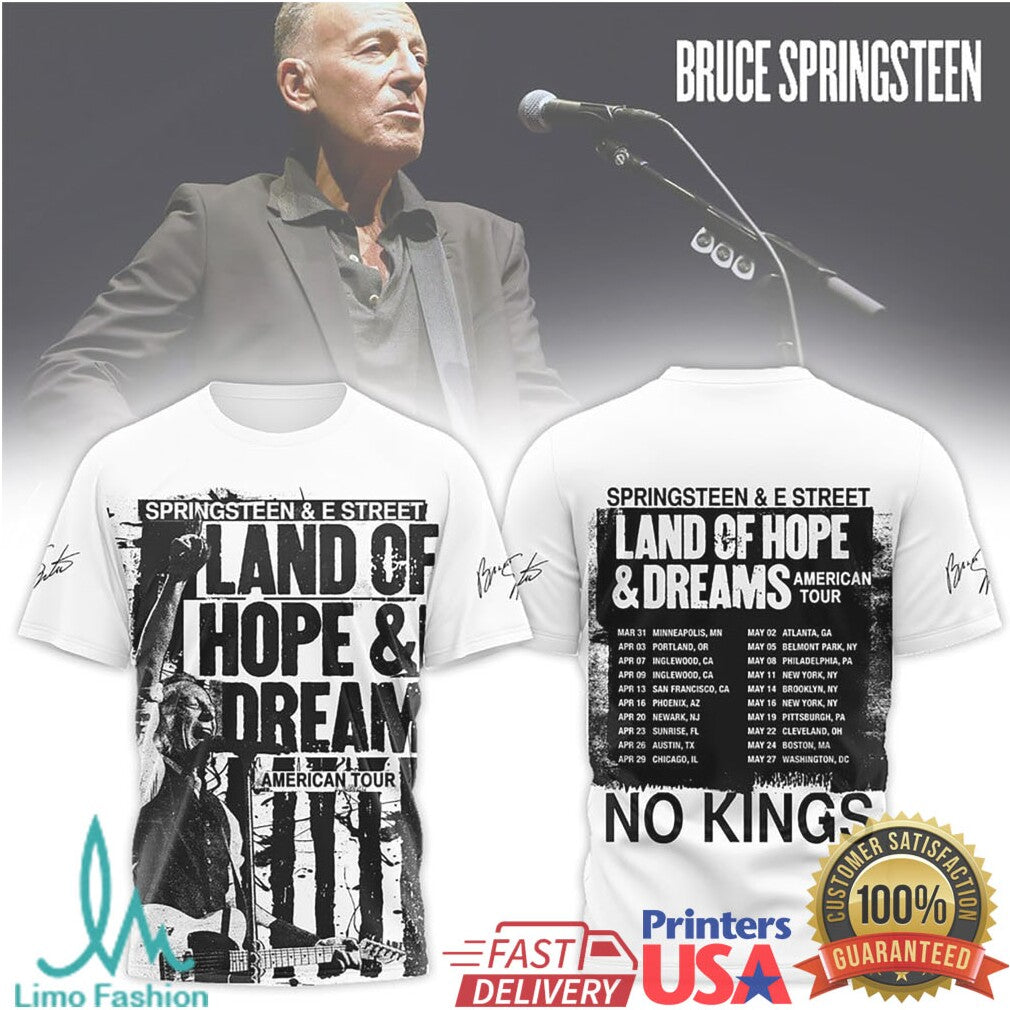 Bruce SpringsT Shirtn & E Street Band Land of Hope & Dreams Tour T Shirt - Limotees LLC
