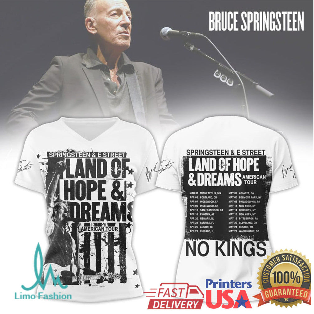 Bruce SpringsT Shirtn & E Street Band Land of Hope & Dreams Tour T Shirt - Limotees LLC