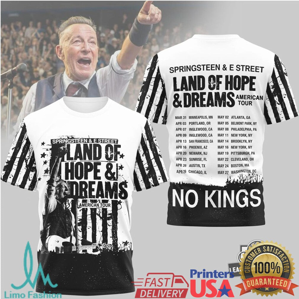 Bruce SpringsT Shirtn Land of Hope & Dreams American Tour 2025 T Shirt - Limotees LLC