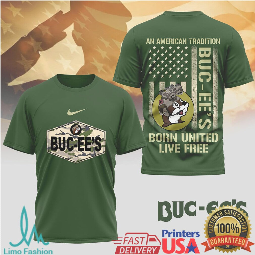 Buc ee’s American Tradition “Born United Live Free” Military Tee - Limotees LLC