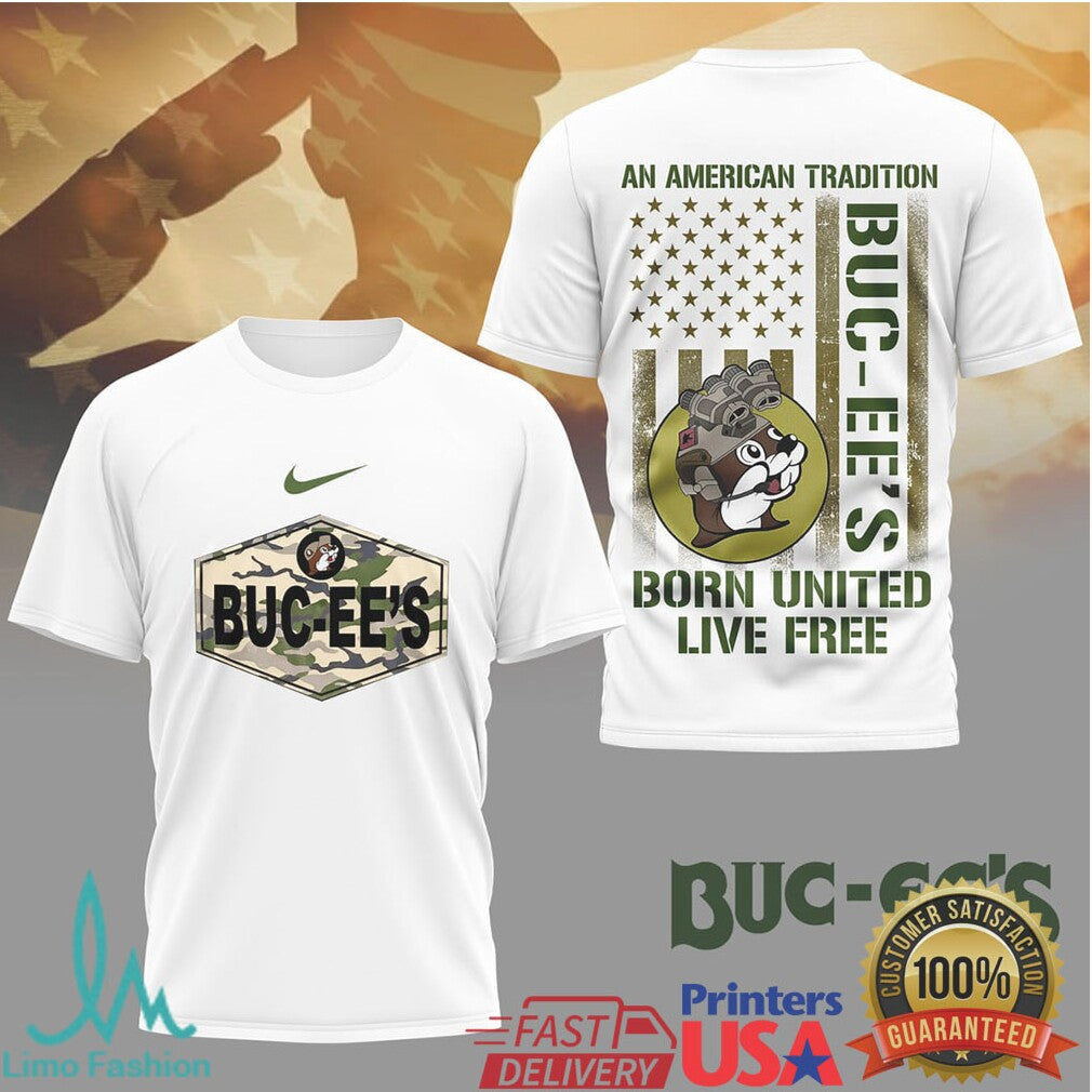 Buc ee’s American Tradition “Born United Live Free” Military Tee - Limotees LLC