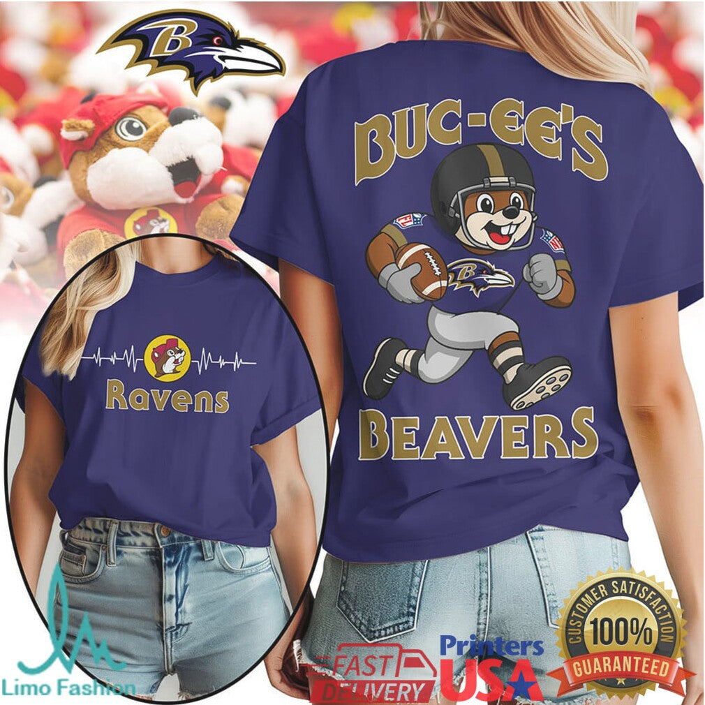 Buc ee's Beavers x Baltimore Ravens Football Mascot T Shirt - Limotees LLC