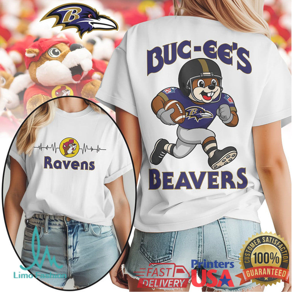 Buc ee's Beavers x Baltimore Ravens Football Mascot T Shirt - Limotees LLC