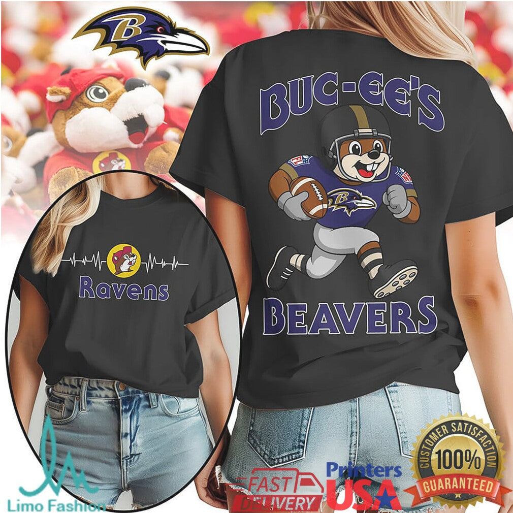 Buc ee's Beavers x Baltimore Ravens Football Mascot T Shirt - Limotees LLC