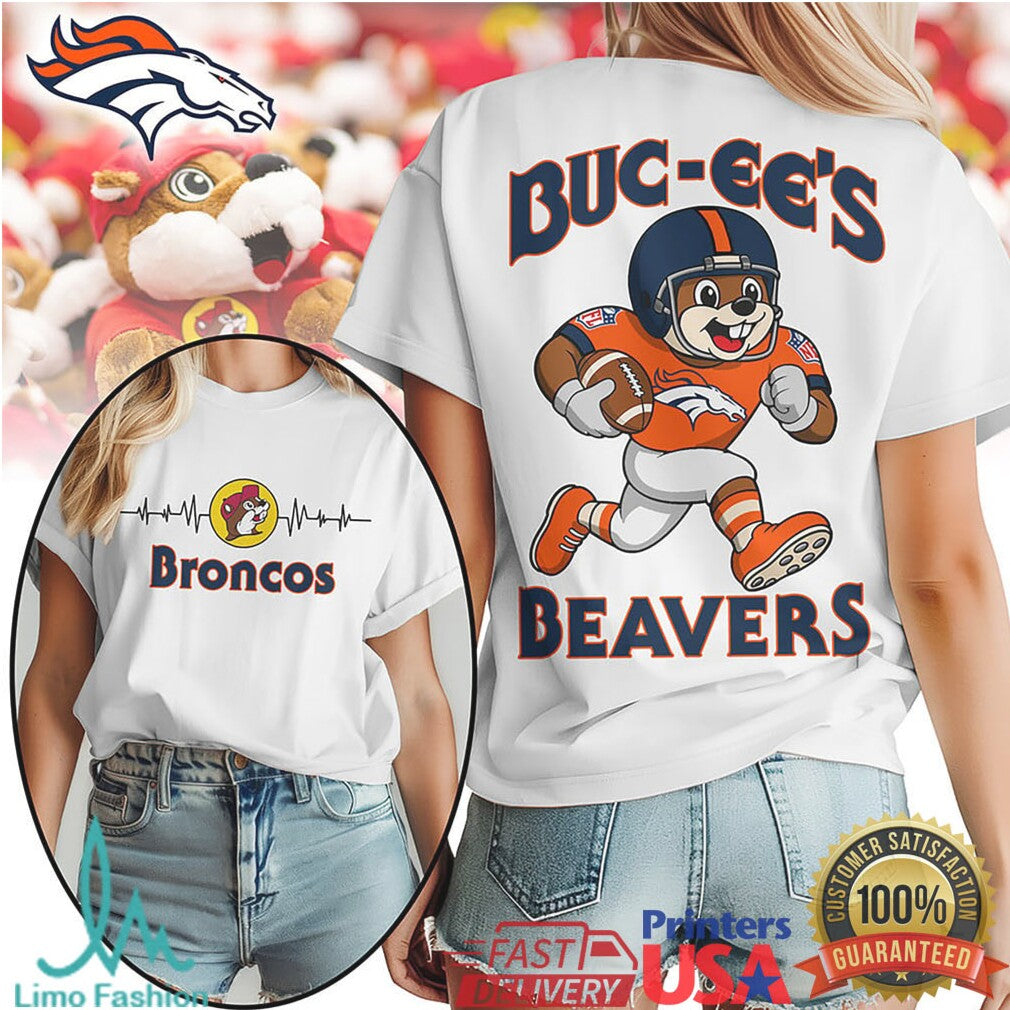 Buc ee's Beavers x Denver Broncos Football Mascot T Shirt - Limotees LLC
