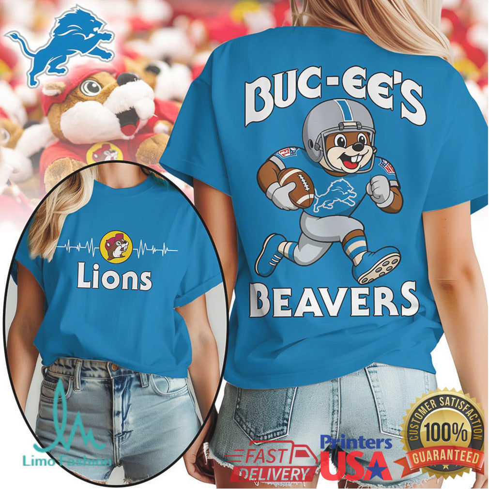 Buc ee's Beavers x Detroit Lions Football Mascot Fan Shirt