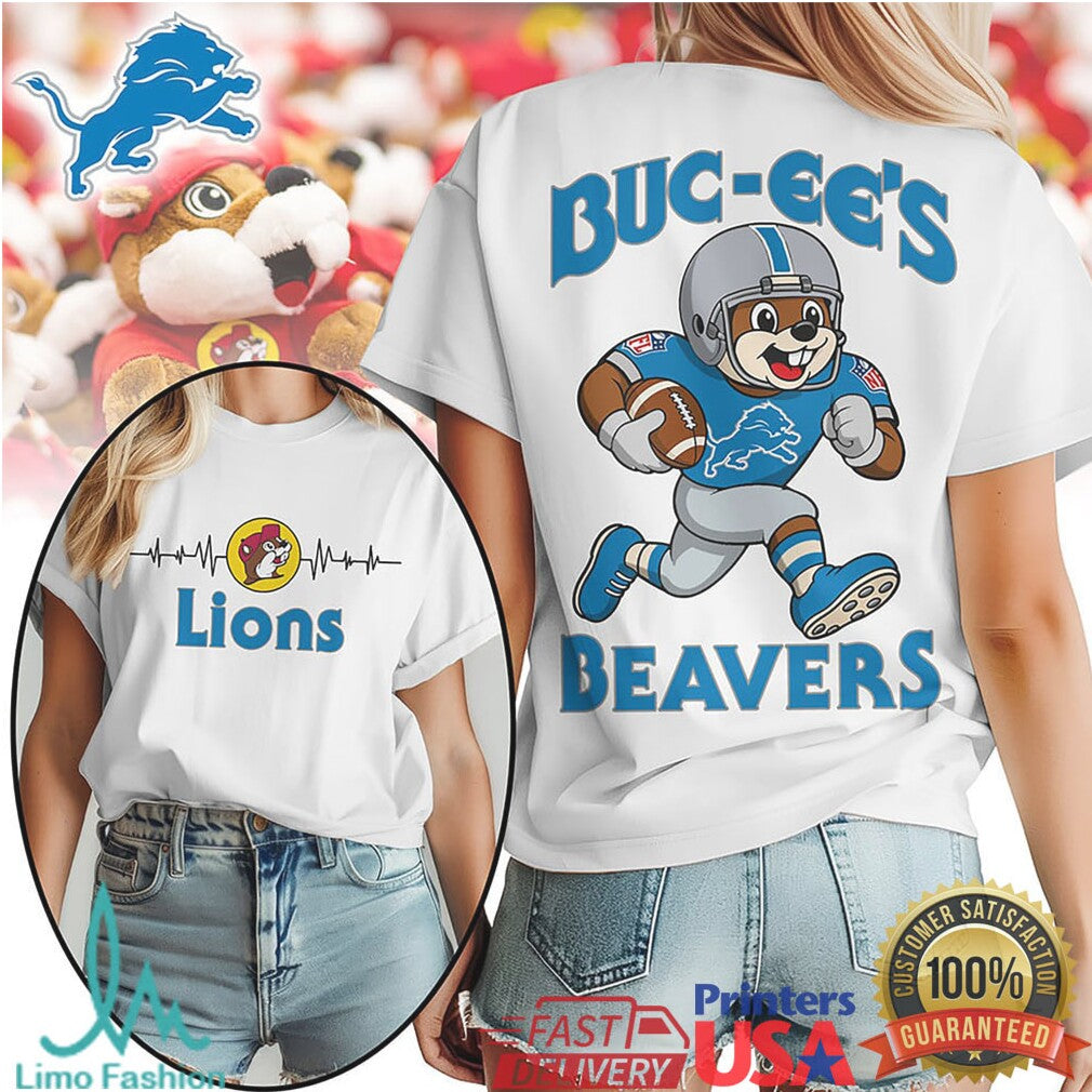 Buc ee's Beavers x Detroit Lions Football Mascot Fan Shirt