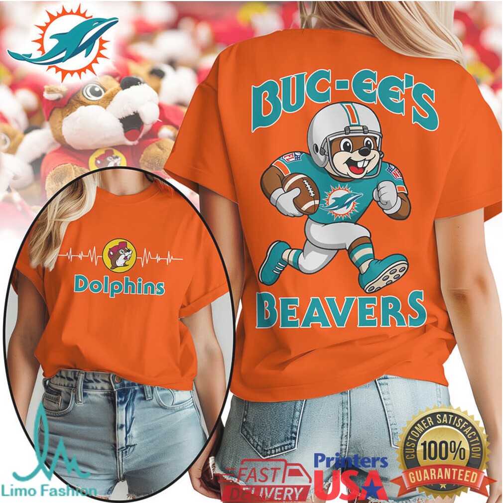 Buc ee's Beavers x Miami Dolphins Football Mascot T Shirt - Limotees LLC