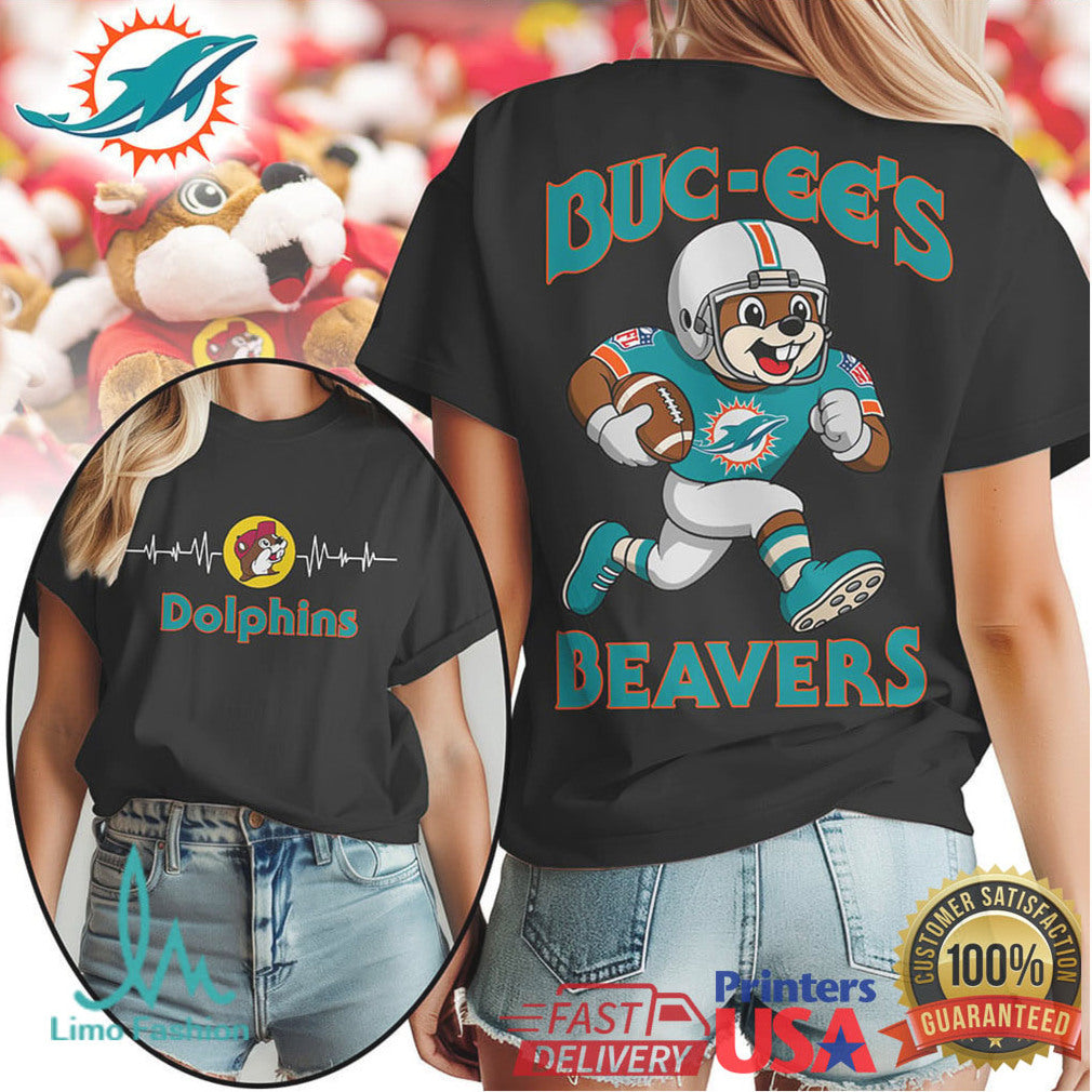 Buc ee's Beavers x Miami Dolphins Football Mascot T Shirt - Limotees LLC