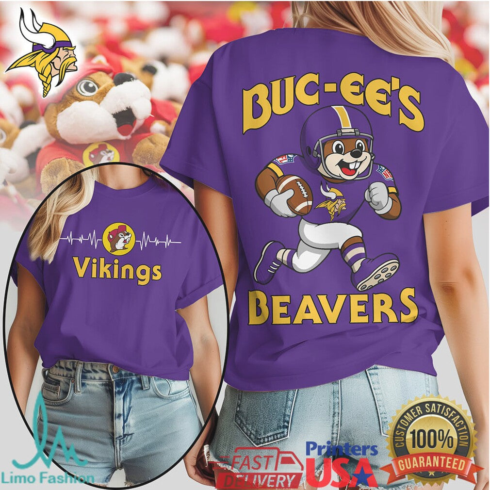 Buc ee's Beavers x Minnesota Vikings Football Fan Graphic T shirt - Limotees LLC