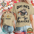 Buc ee's Beavers x New Orleans Saints Football Mashup T Shirt - Limotees LLC