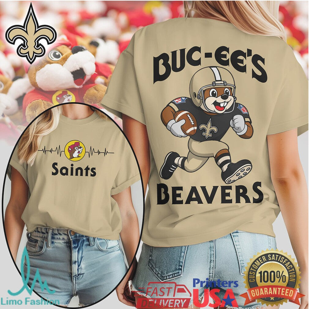 Buc ee's Beavers x New Orleans Saints Football Mashup T Shirt - Limotees LLC