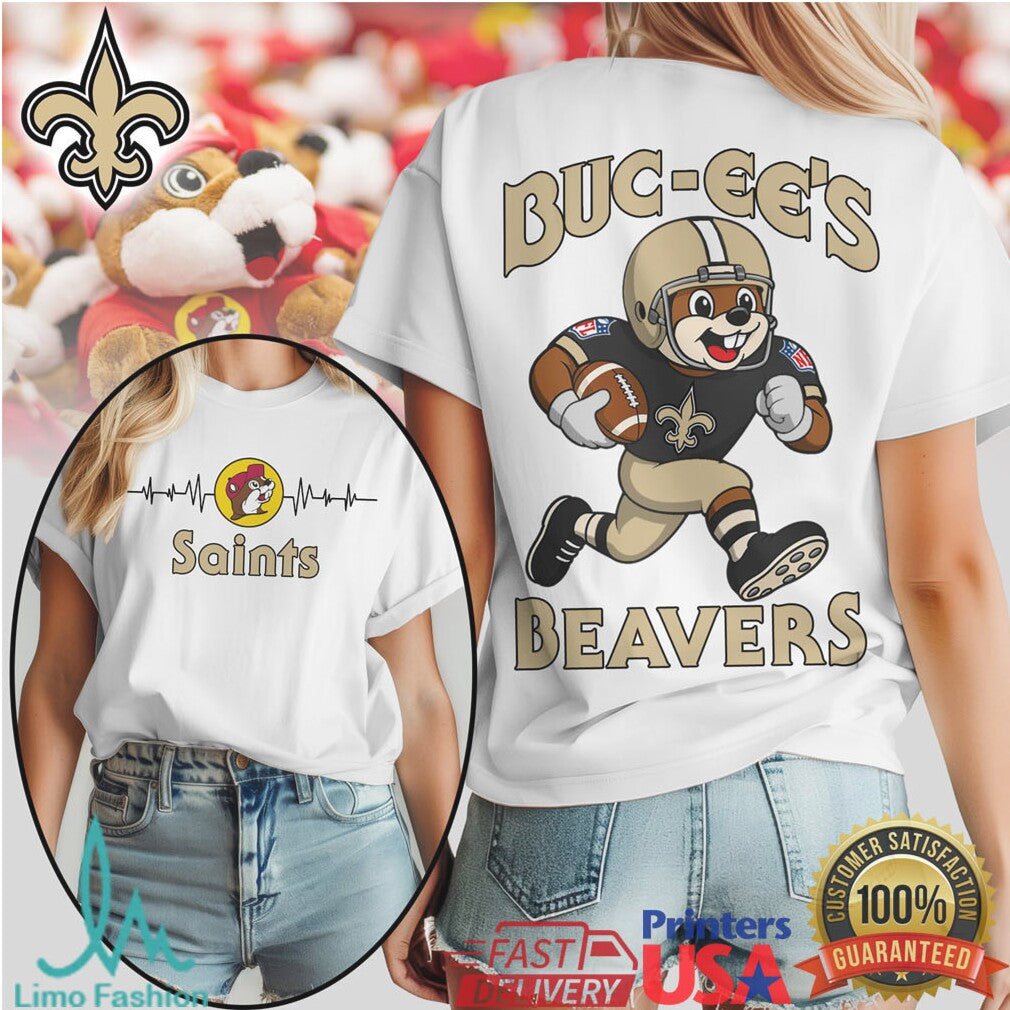 Buc ee's Beavers x New Orleans Saints Football Mashup T Shirt - Limotees LLC