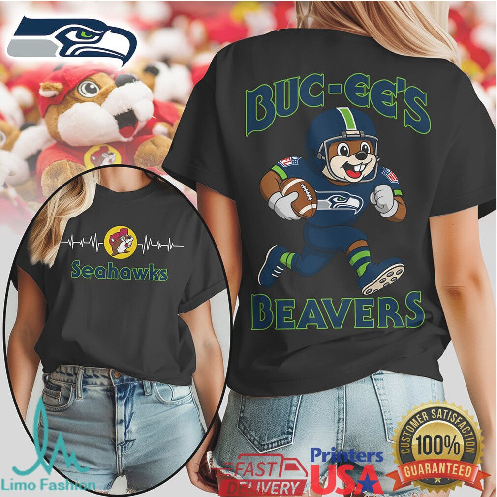 Buc ee's Beavers x Seattle Seahawks Football Mascot T Shirt - Limotees LLC