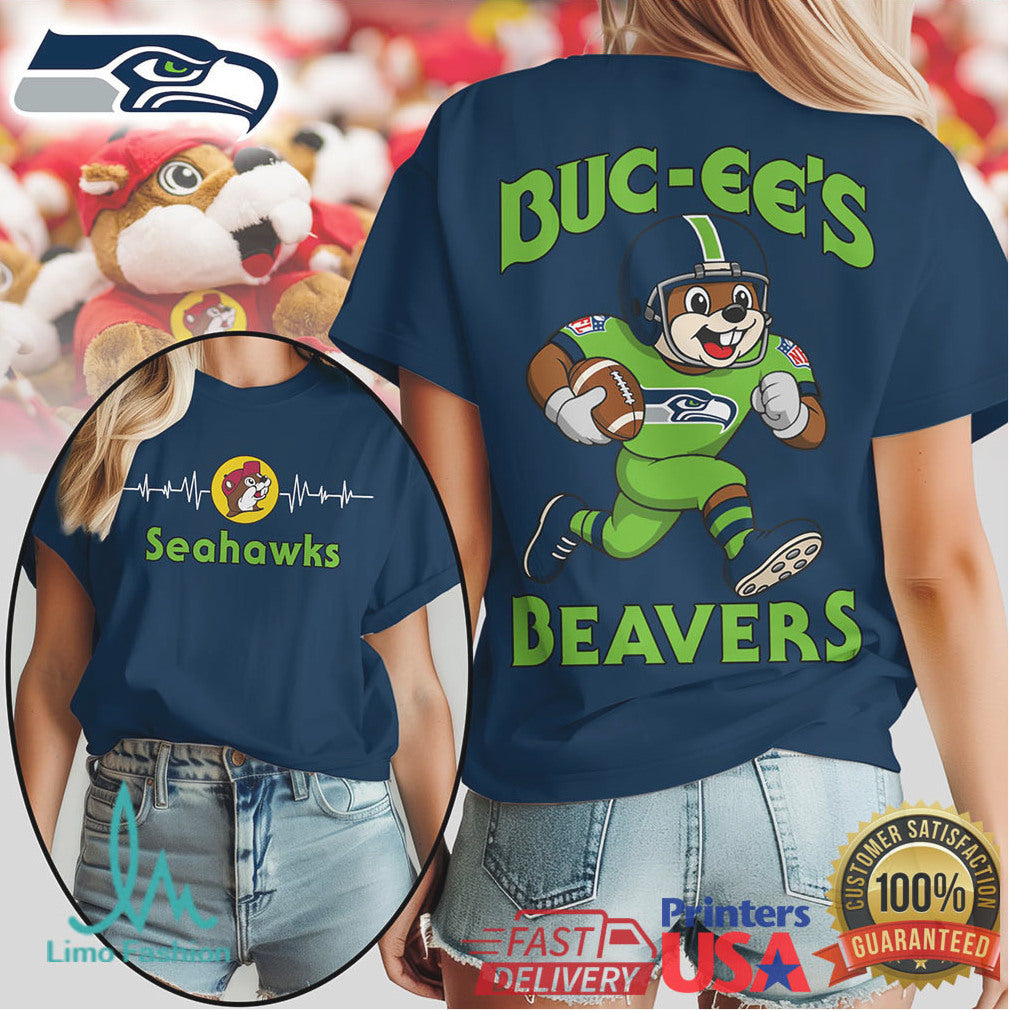 Buc ee's Beavers x Seattle Seahawks Football Mascot T Shirt - Limotees LLC