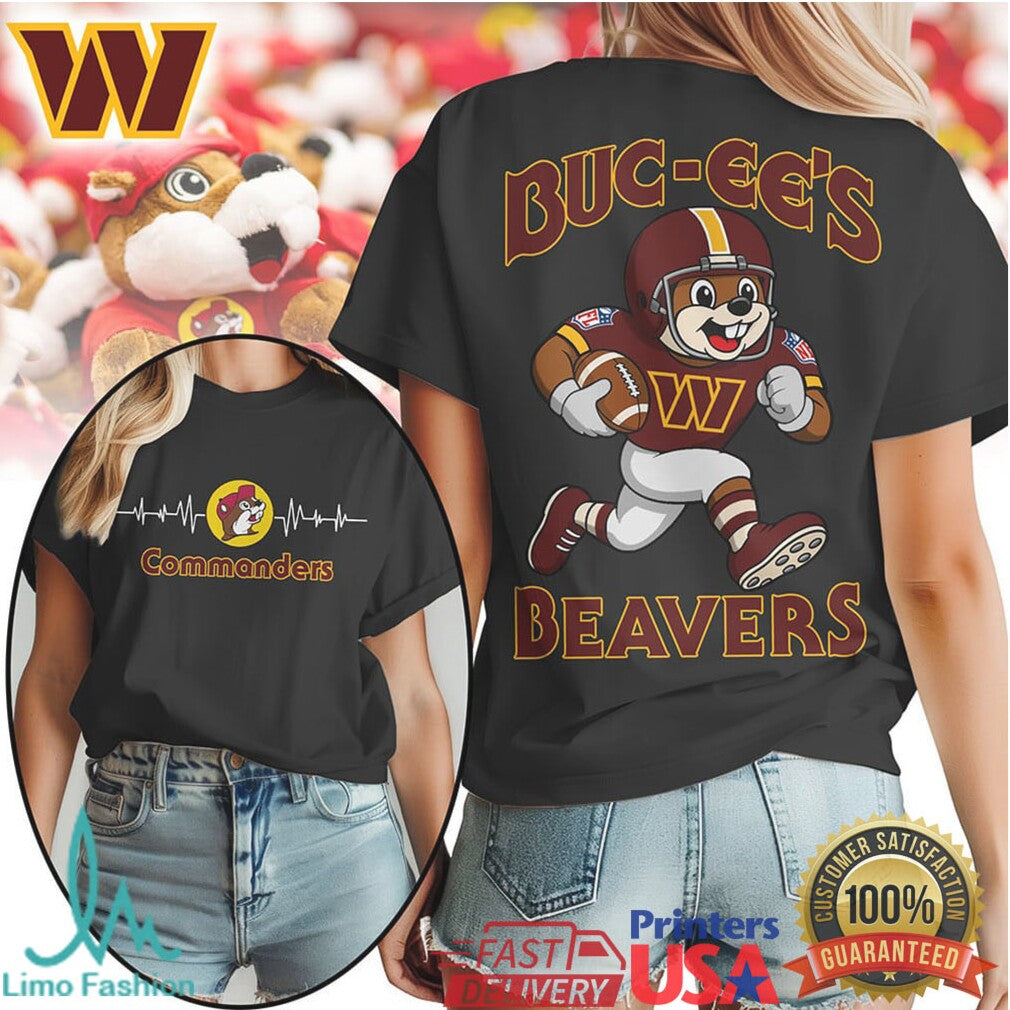 Buc ee's Beavers x Washington Commanders Football Mascot T Shirt - Limotees LLC