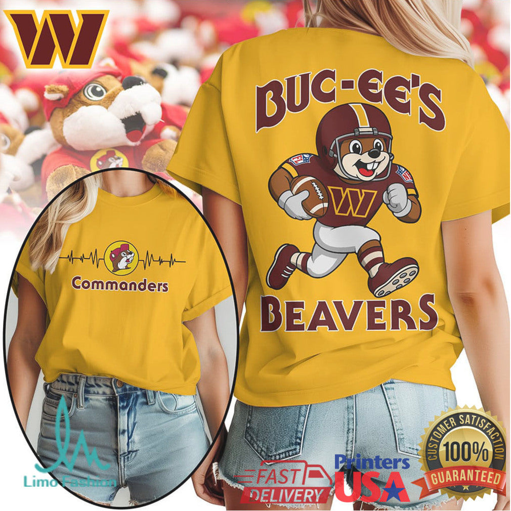 Buc ee's Beavers x Washington Commanders Football Mascot T Shirt - Limotees LLC