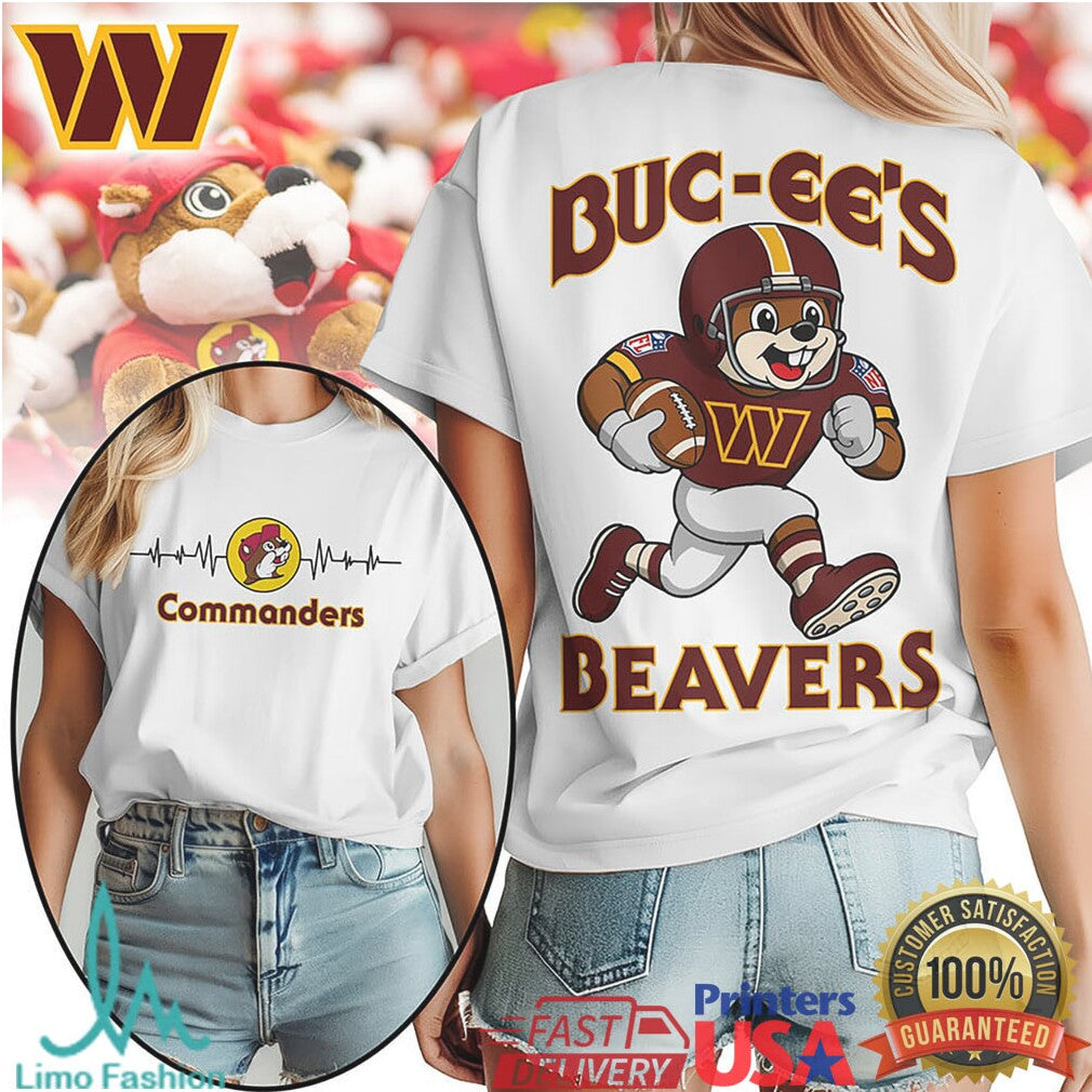 Buc ee's Beavers x Washington Commanders Football Mascot T Shirt - Limotees LLC