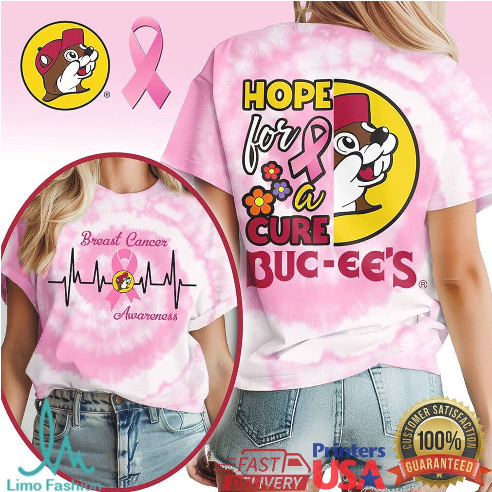 Buc ee’s Breast Cancer Awareness Pink Tie Dye “Hope For A Cure” T Shirt - Limotees LLC