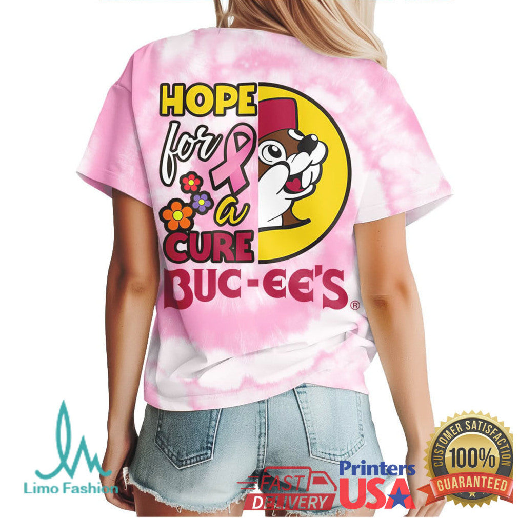 Buc ee’s Breast Cancer Awareness Pink Tie Dye “Hope For A Cure” T Shirt - Limotees LLC