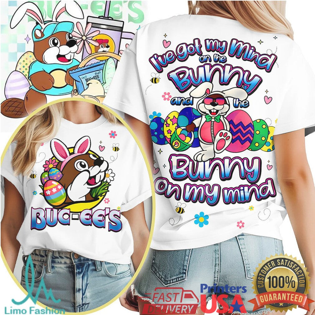 Buc ee's Easter T Shirt Bunny on My Mind Beaver Character Tee - Limotees LLC