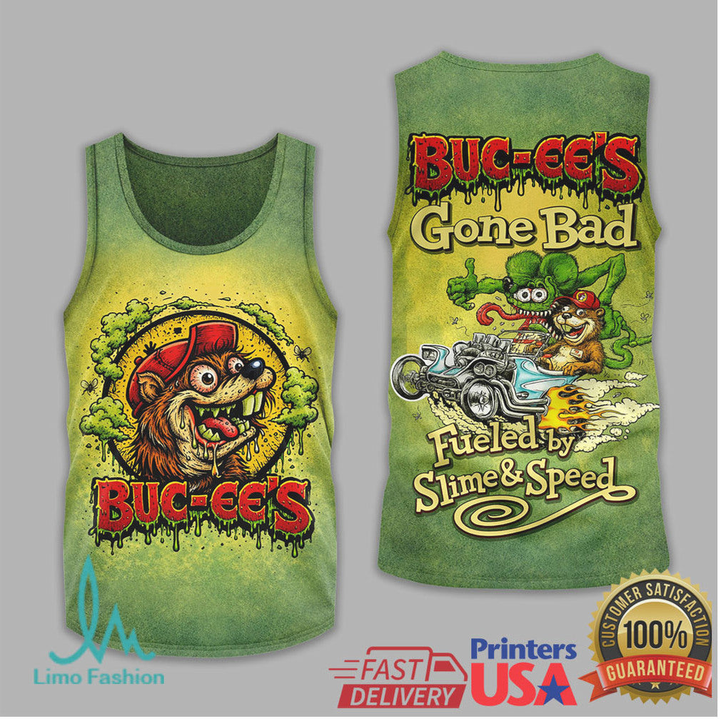Buc ee's Gone Bad “Fueled by Slime & Speed” Rat Fink Style T Shirt - Limotees LLC