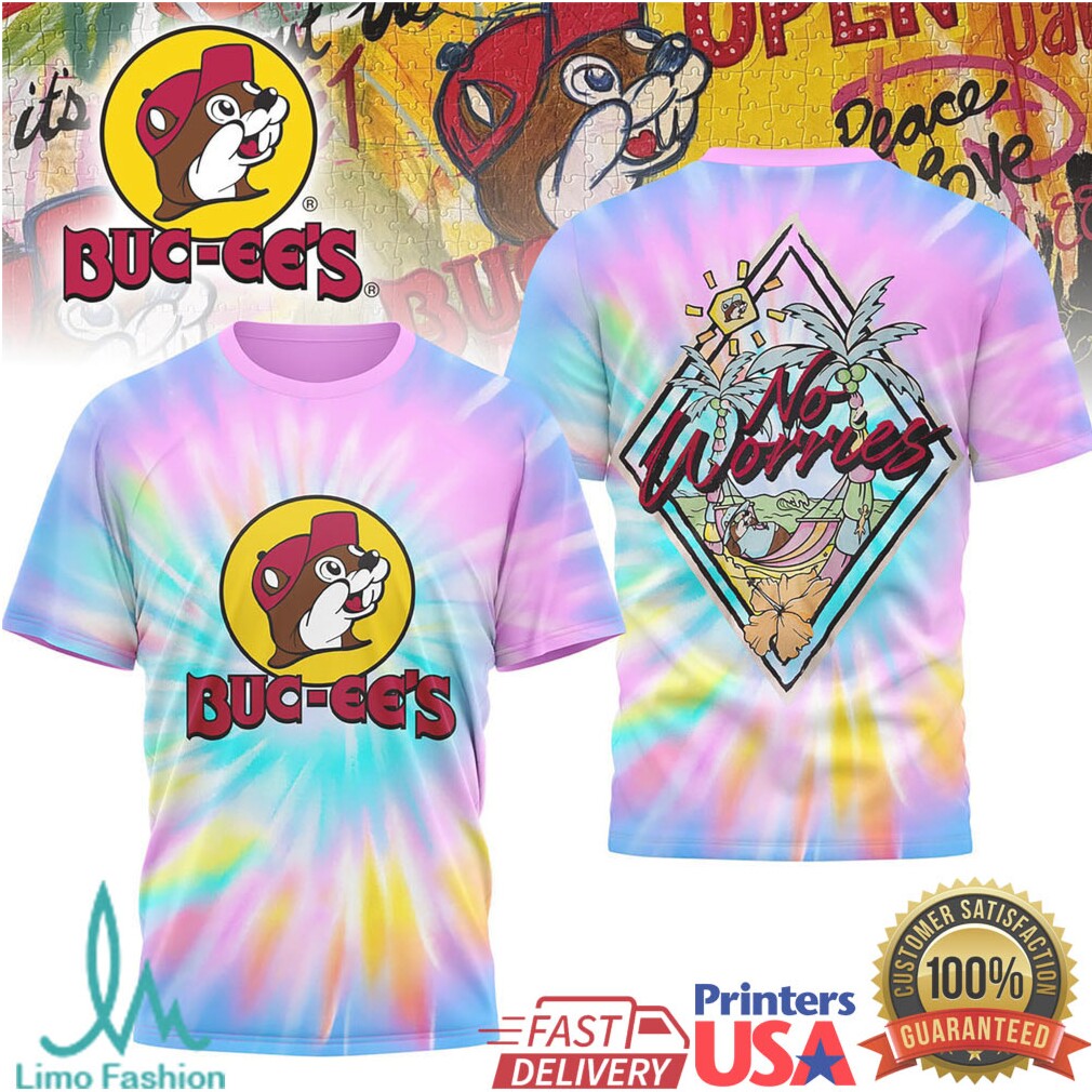 Buc ee's “No Worries” Tropical Summer Tie Dye Graphic Tee - Limotees LLC
